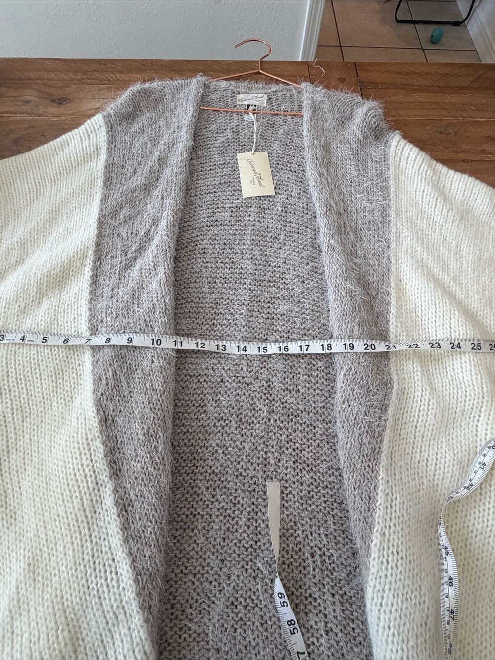 Universal Thread Two-Tone Open Knit Cardigan - Cream & Gray - Picture 5 of 5